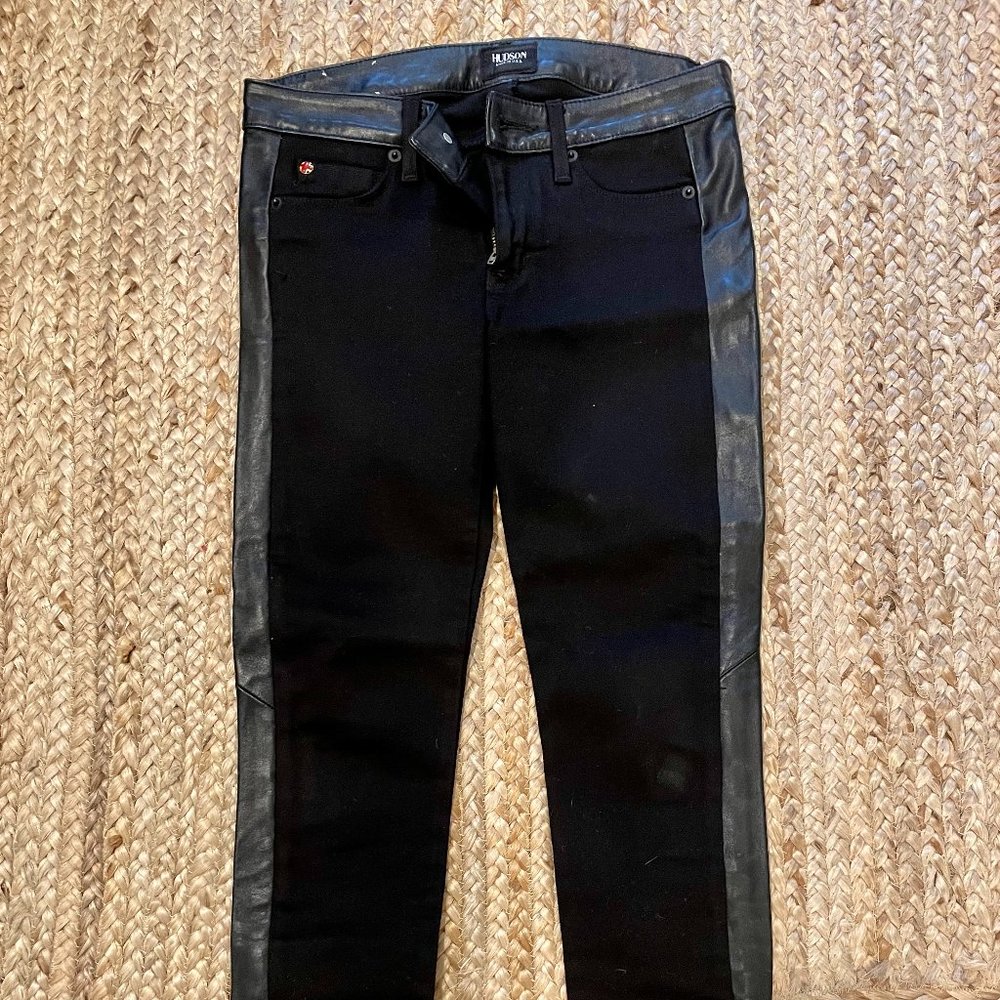 Hudson Women's Jeans with Leather Detail - Size 25